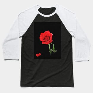 A Shiny Red Dew Rose Beautiful Flower Baseball T-Shirt